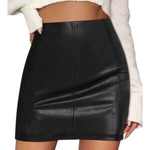 Mangopop Faux Leather Black Skirt - S